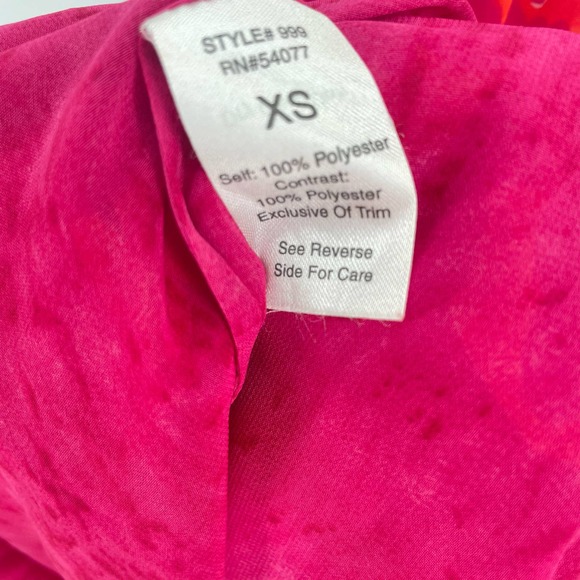 Cabi Pink Orange Print Tulle Hem Sleeveless Mini Shift Dress oversized Size XS - Picture 11 of 11